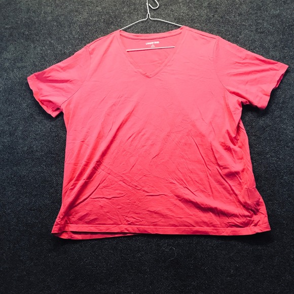 Lands' End Tops - Lands End T-Shirt Womens 1X Pink Excellent V-Neck Short Sleeve Cotton 5641